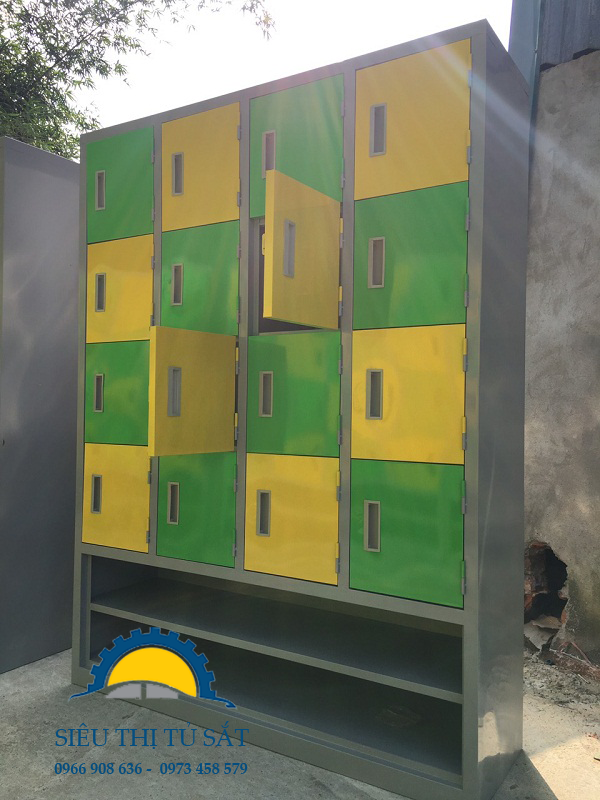 Sản xuất tủ sắt mầm non 16 ngăn thêm khay theo yêu cầu 2
