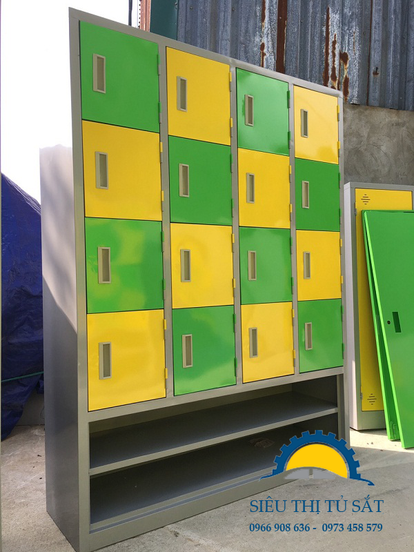 Sản xuất tủ sắt mầm non 16 ngăn thêm khay theo yêu cầu 2