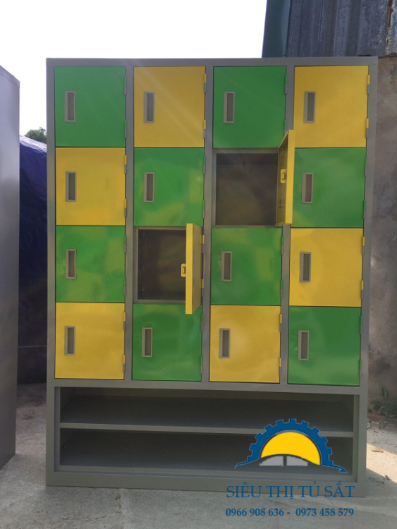 Sản xuất tủ sắt mầm non 16 ngăn thêm khay theo yêu cầu 1