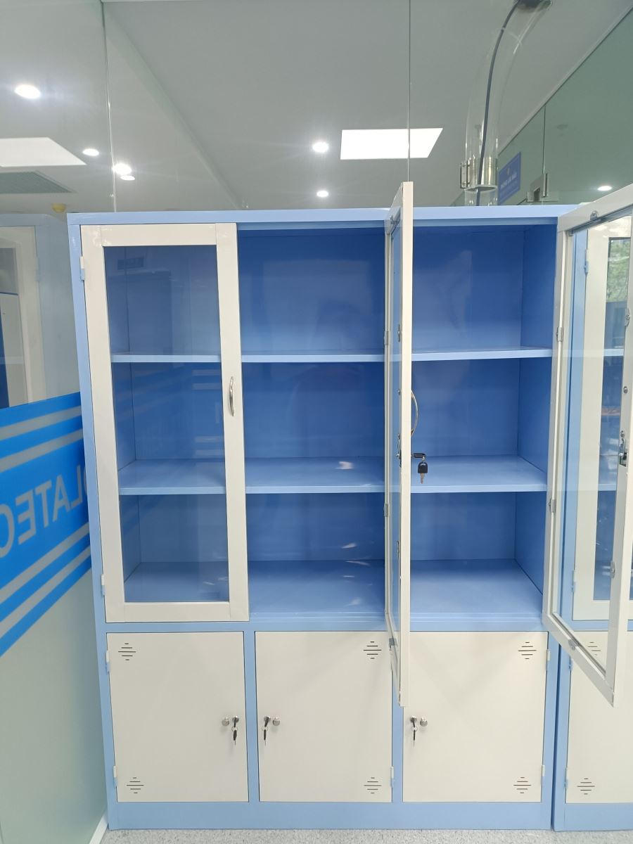 Tủ hồ sơ 3 buồng xanh trắng phân phối cho khách hàng 2 tu ho so 3 buong1 img