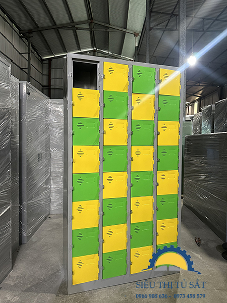 Tủ sắt 24 ngăn màu xanh vàng