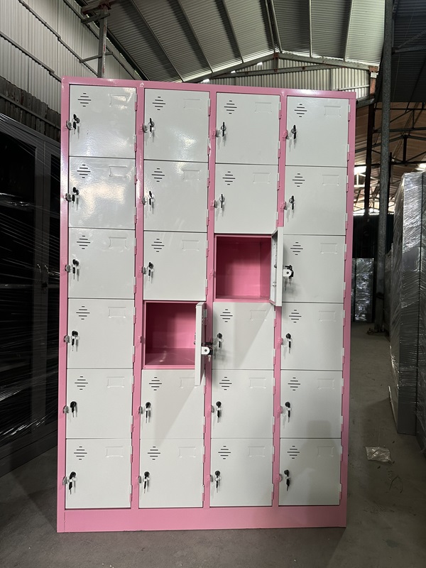 Phân phối tủ locker 24 ngăn hồng trắng nổi bật, bắt mắt 1 tu locker 24 ngan2 img
