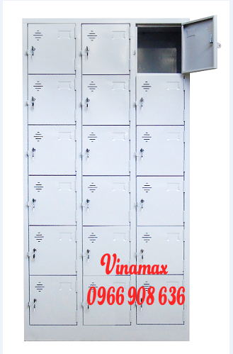 Kết quả hình ảnh cho Tủ locker sắt 18 ngăn màu vàng
