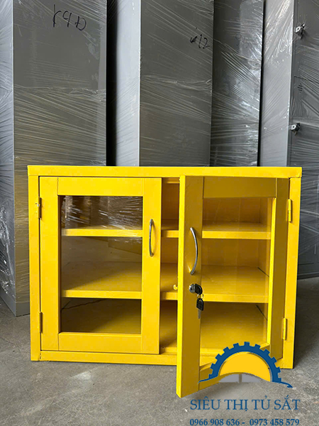 Tủ sắt hồ sơ K2 cánh kính thấp màu vàng