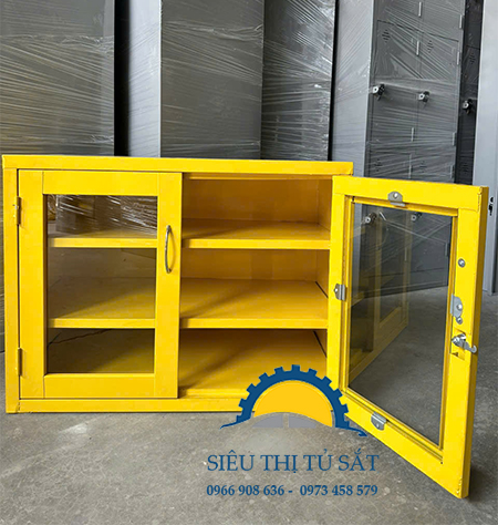 Tủ sắt hồ sơ K2 cánh kính thấp màu vàng