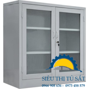 Tủ sắt văn phòng 2 cánh kính thấp