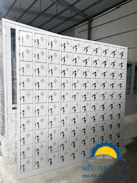 Tủ sắt 100 ngăn để điện thoại cung ứng tại KCN Đồng Văn 1 Hà Nam 3 Tủ sắt locker 100 ngăn để điện thoại tại KCN