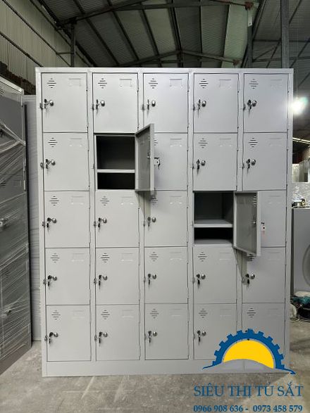 tủ sắt locker 25 ngăn thêm khay