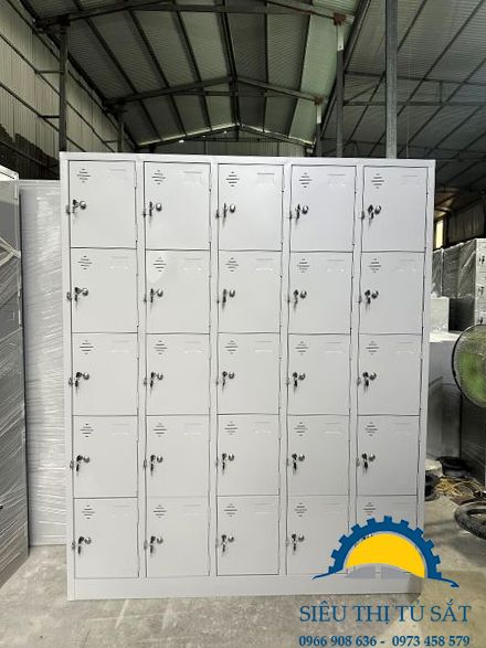 tủ sắt locker 25 ngăn thêm khay