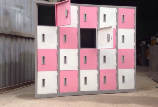 tủ sắt mầm non 20 ngăn màu hồng 1