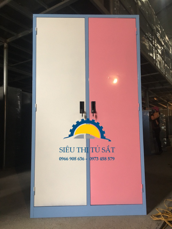 Tủ sắt quần áo màu trắng hồng phân phối tại Thạch Thất, Hà Nội 1