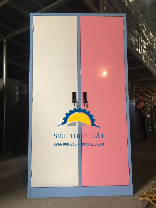 Tủ sắt quần áo màu trắng hồng phân phối tại Thạch Thất, Hà Nội 1