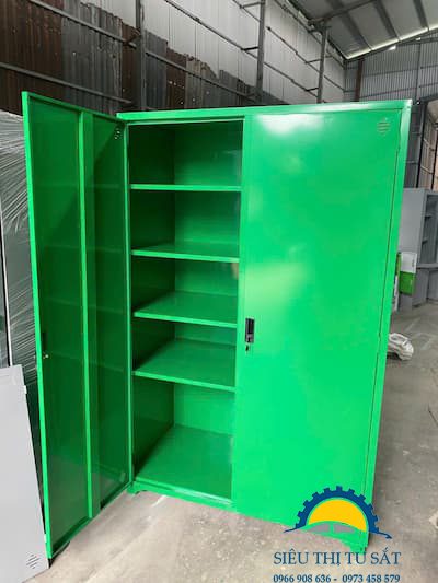 Sản xuất tủ sắt hồ sơ tài liệu K2 màu xanh nhiều đợt tầng theo yêu cầu 2 Tủ văn phòng 2 cánh sắt màu xanh theo yêu cầu