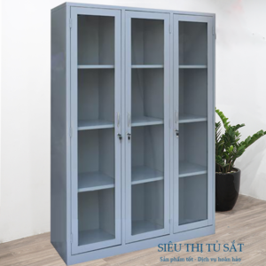 Tủ sắt văn phòng 3 cánh kính suốt