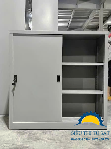 tủ sắt văn phòng k2 cánh sắt thấp mẫu cánh lùa