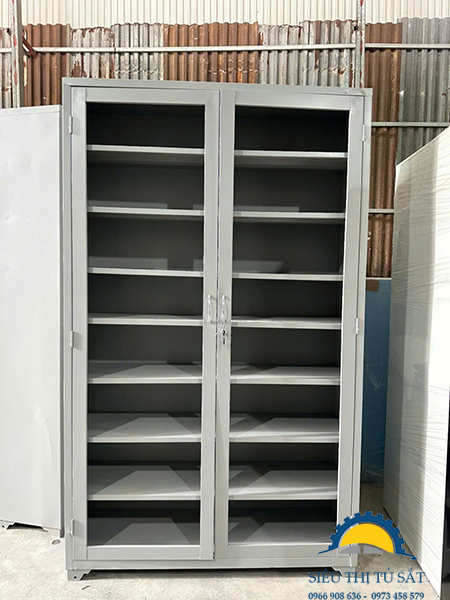 tủ văn phòng 2 cánh kính nhiều đợt tầng