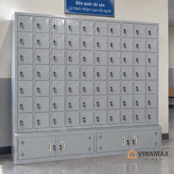 Tủ sắt locker 74 ngăn có khóa riêng từng ngăn, thiết kế đặt theo yêu cầu