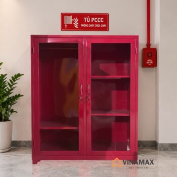 Tủ sắt đựng dụng cụ PCCC 2 cánh màu đỏ