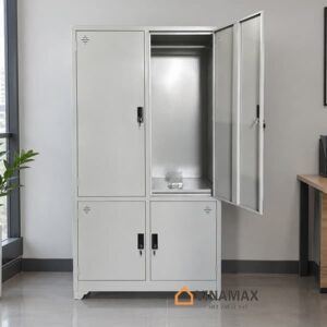 Tủ sắt văn phòng đa năng kết hợp treo quần áo